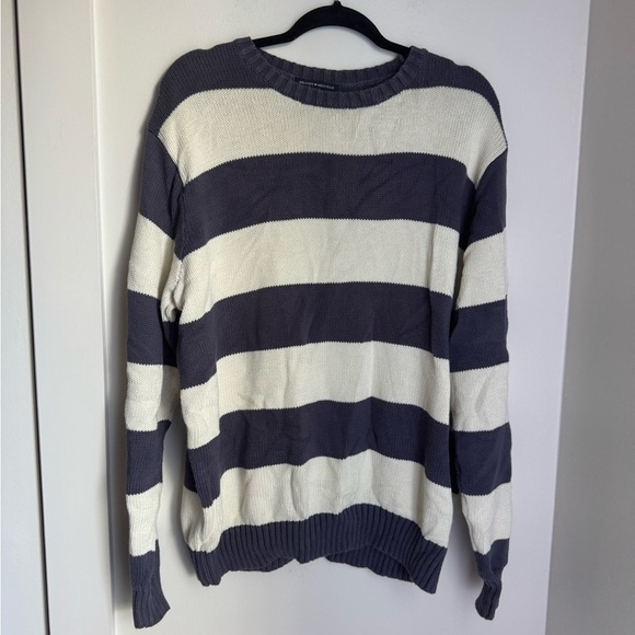 Brandy Melville Navy and White Striped Crewneck knit Sweater - Picture 1 of 6